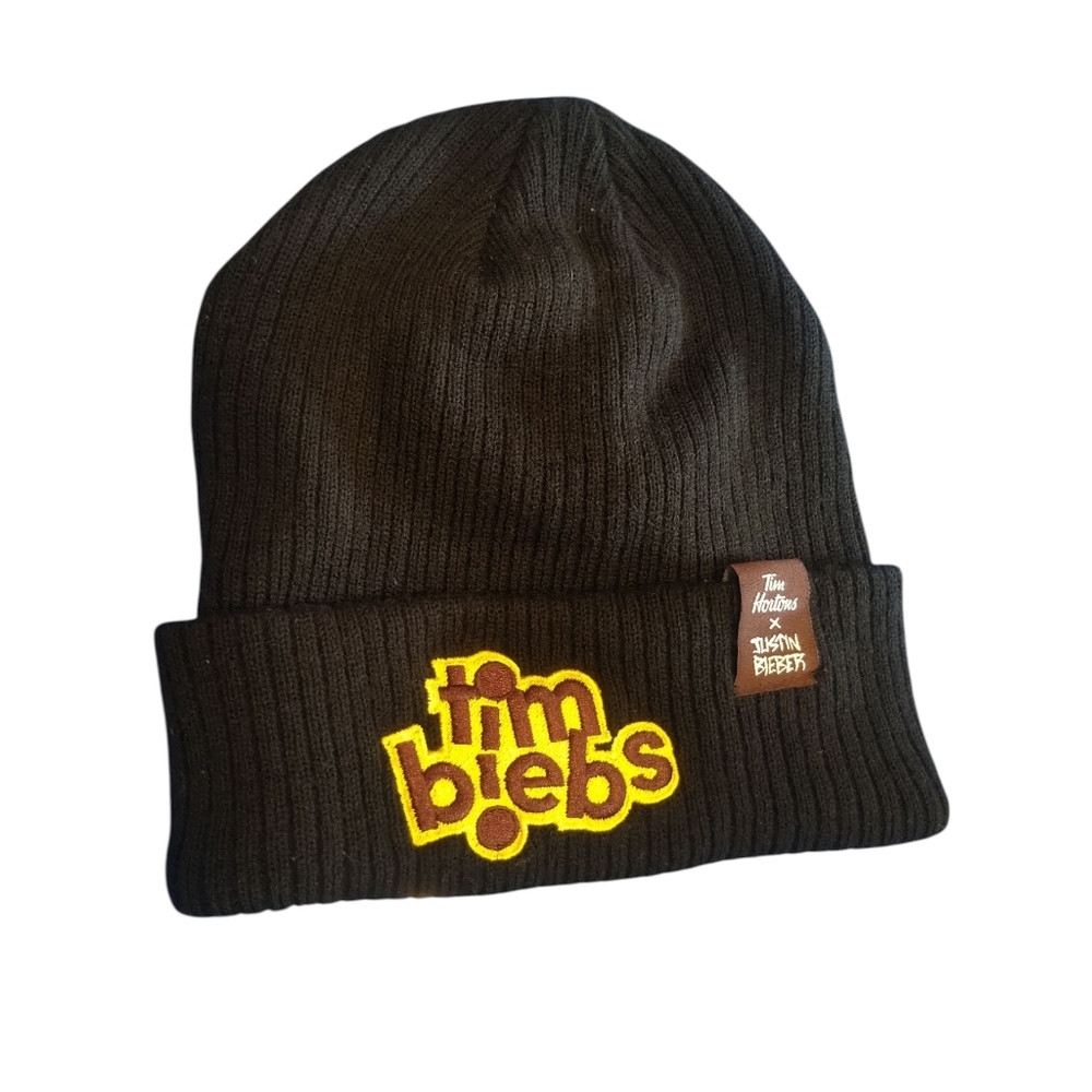 Tim Biebs Justin Bieber X Tim Hortons Acrylic Black Winter Hat Toque One Size